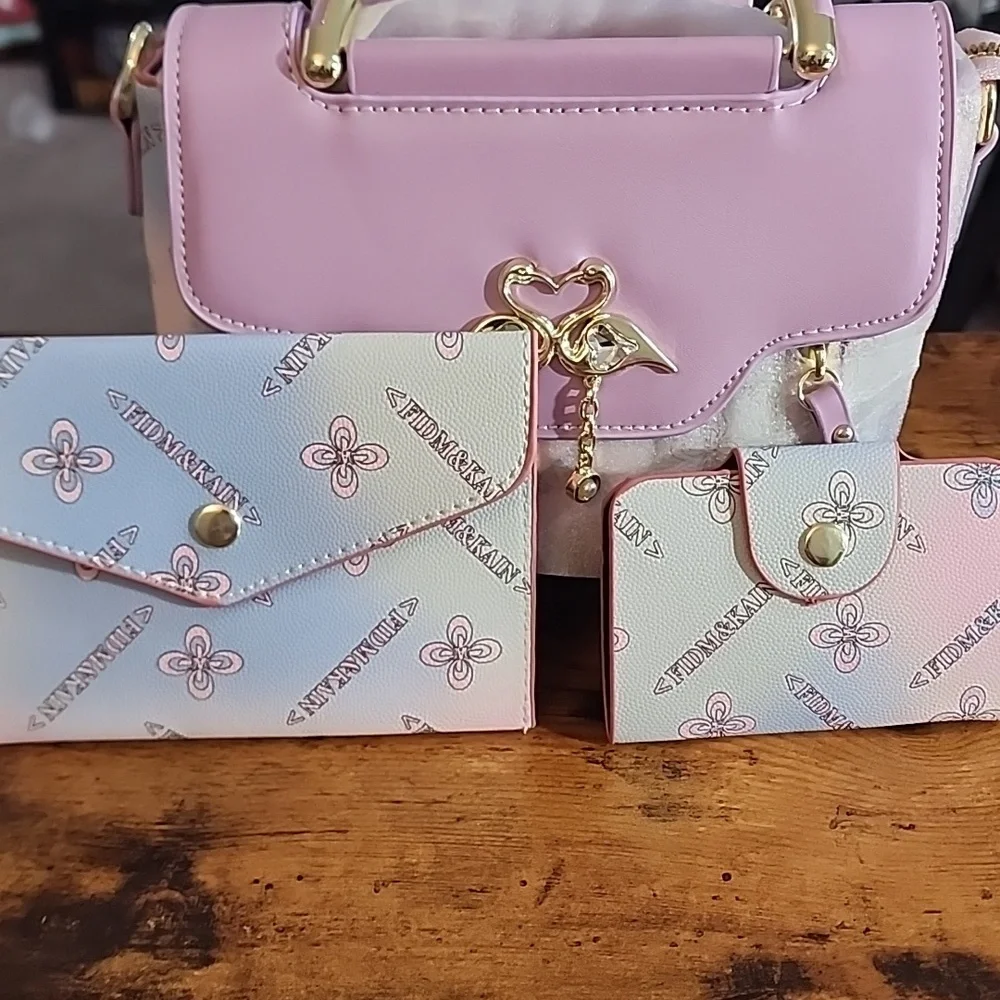 Purple Set Including Fashionable Women Letter contrasting Color Shoulder/handbag